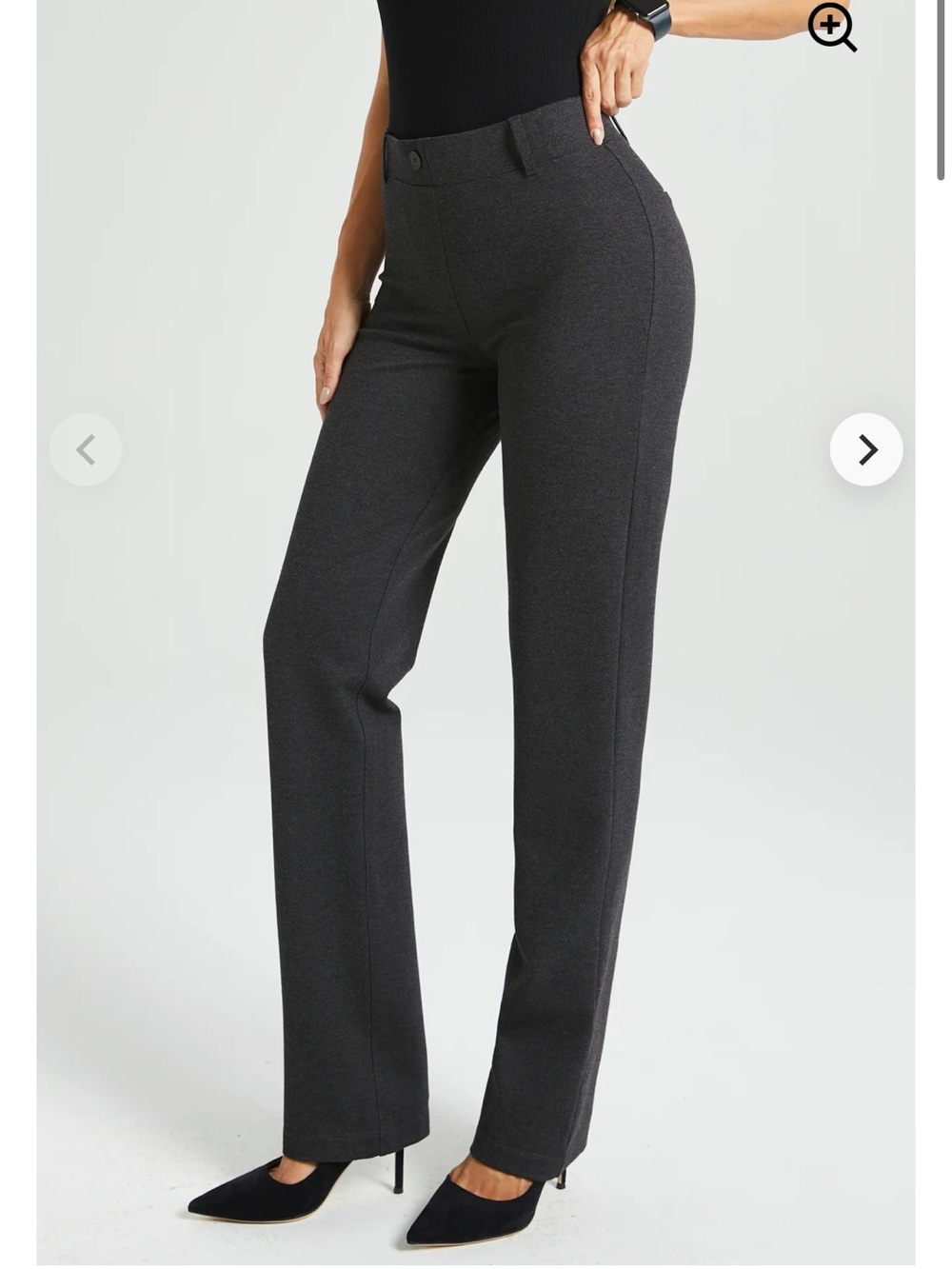 Betabrand Classic Dress Pant Yoga Pant | Straight Charcoal Grey Pants XS petite